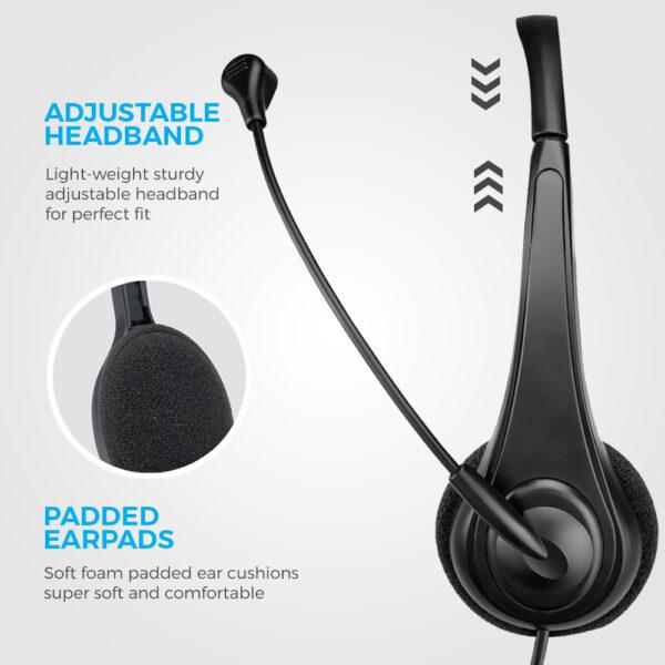HS115 On-ear Wired Stereo Headset with Flex Mic