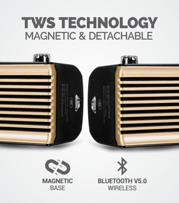 TW200 TWS True Wireless Classic Retro Speakers - White