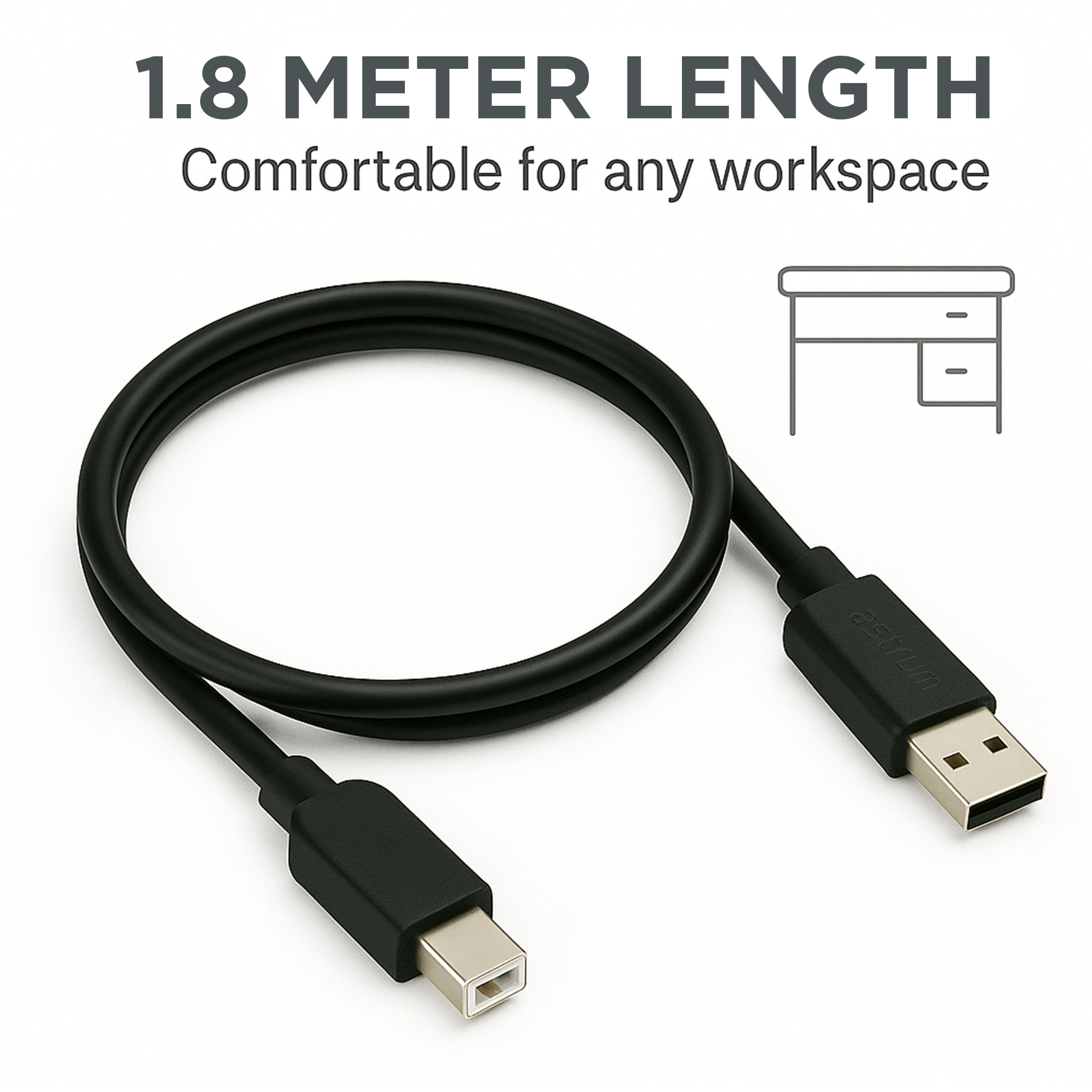 UB201 USB 2.0 Male to Male 1.8m Printer Cable