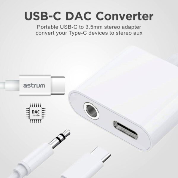 AS045 USB-C to Audio Aux DAC + USB-C Adapter