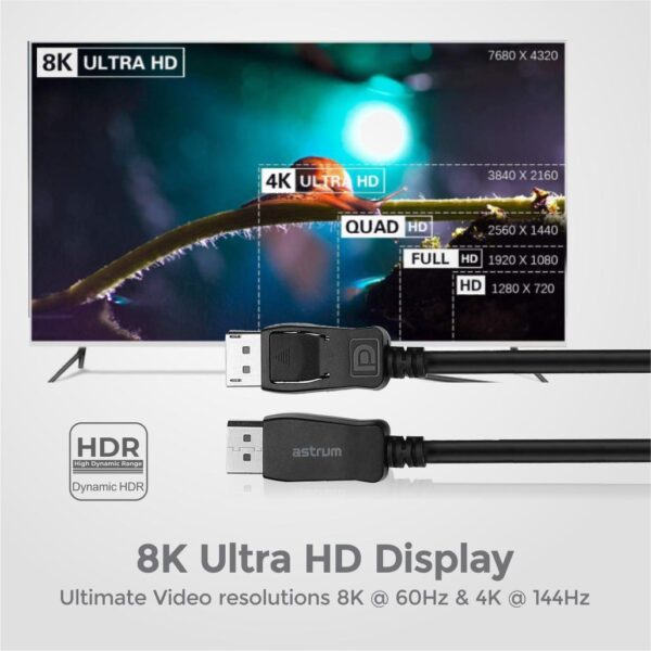 DH200 8K Ultra HD V1.4 Male to Male Display Port