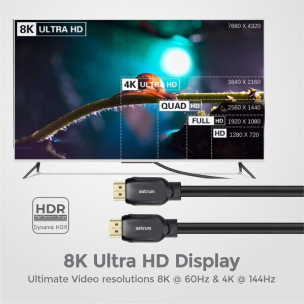 Câble Hdmi 2.1 Mâle Ultra Hd 4k 8k 1.8 M