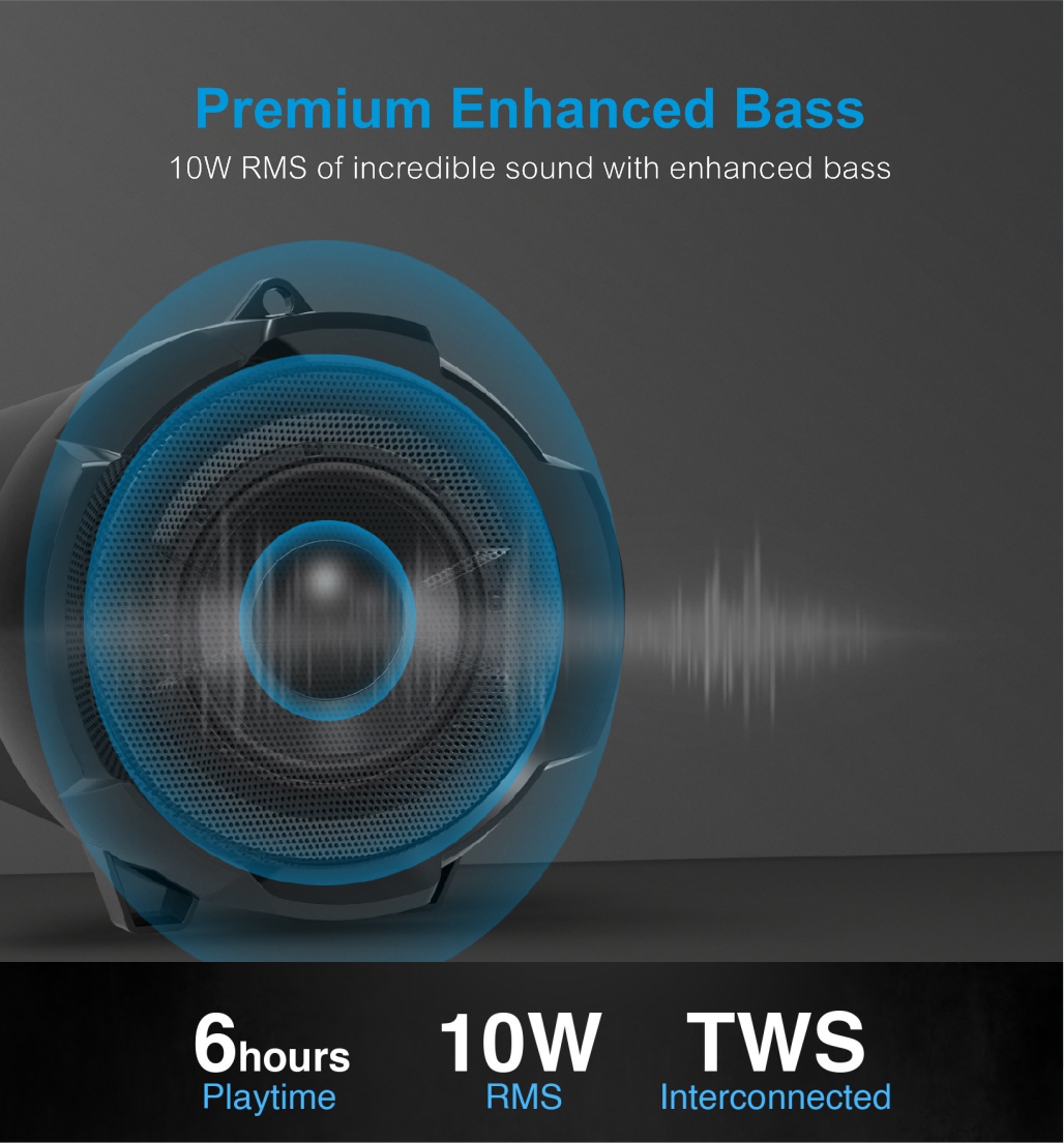 ST330 TWS True Wireless Round Barrel Speaker