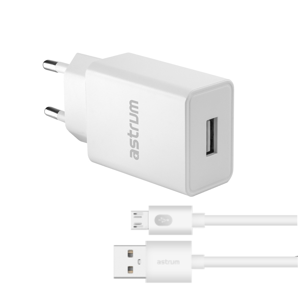 Pro U20 10W USB-A Travel Wall Charger + Micro USB Cable - White