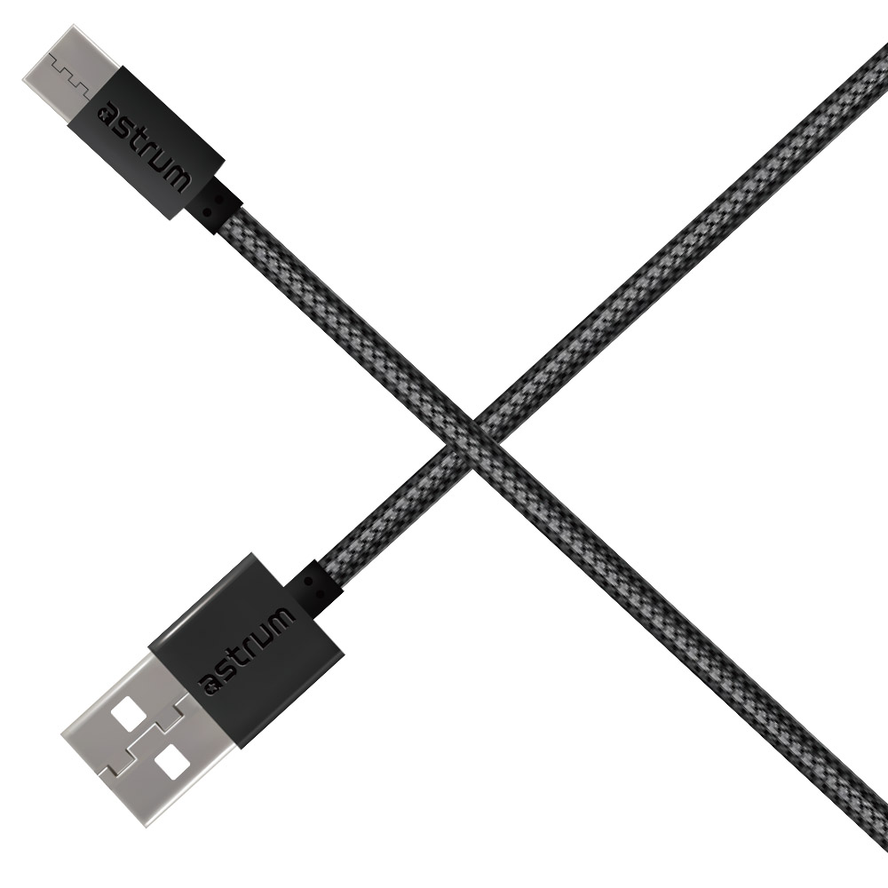 Verve UC30 3A USB-A to USB-C Charge & Sync Braided Cable - Black