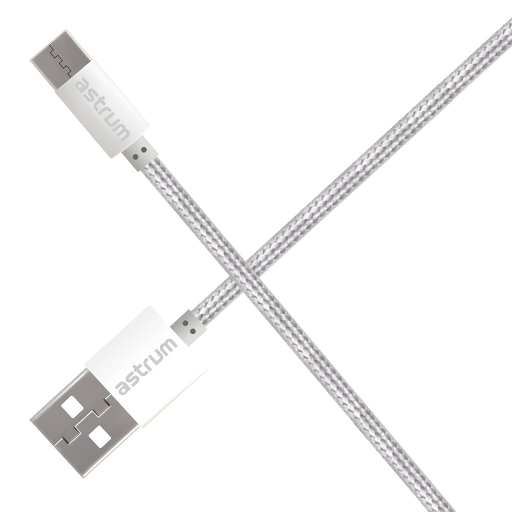 Verve UC30 3A USB-A to USB-C Charge & Sync Braided Cable - White