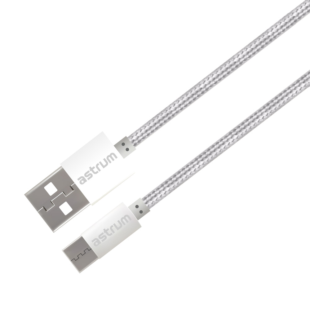 Verve UC30 3A USB-A to USB-C Charge & Sync Braided Cable - White