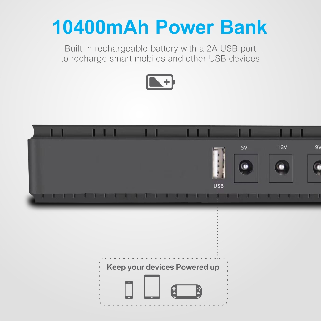 PB070 10400mAh 18W Mini UPS Power Bank