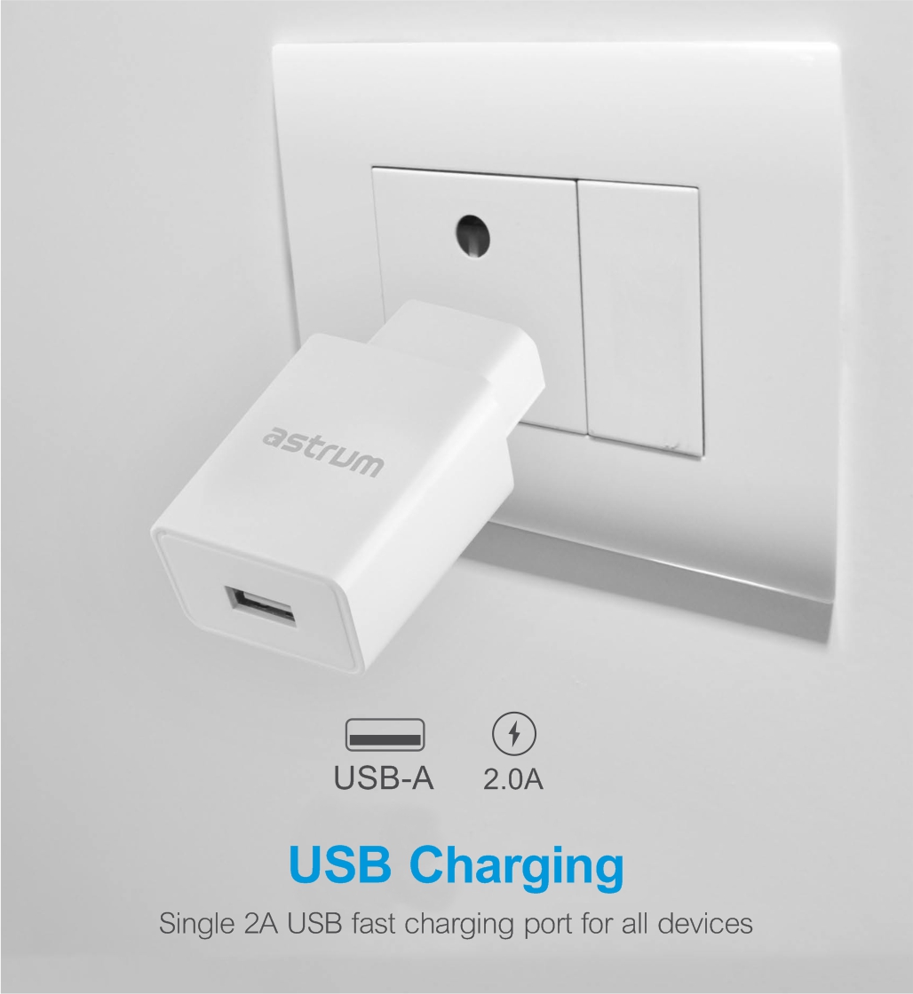Pro U20 10W USB-A Travel Wall Charger - White