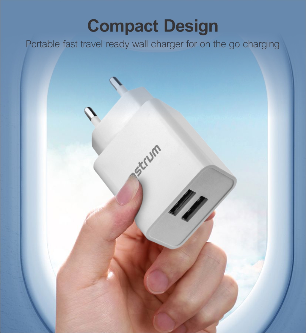 Pro Dual U24 12W Dual USB Travel Charger + Micro USB Cable - White