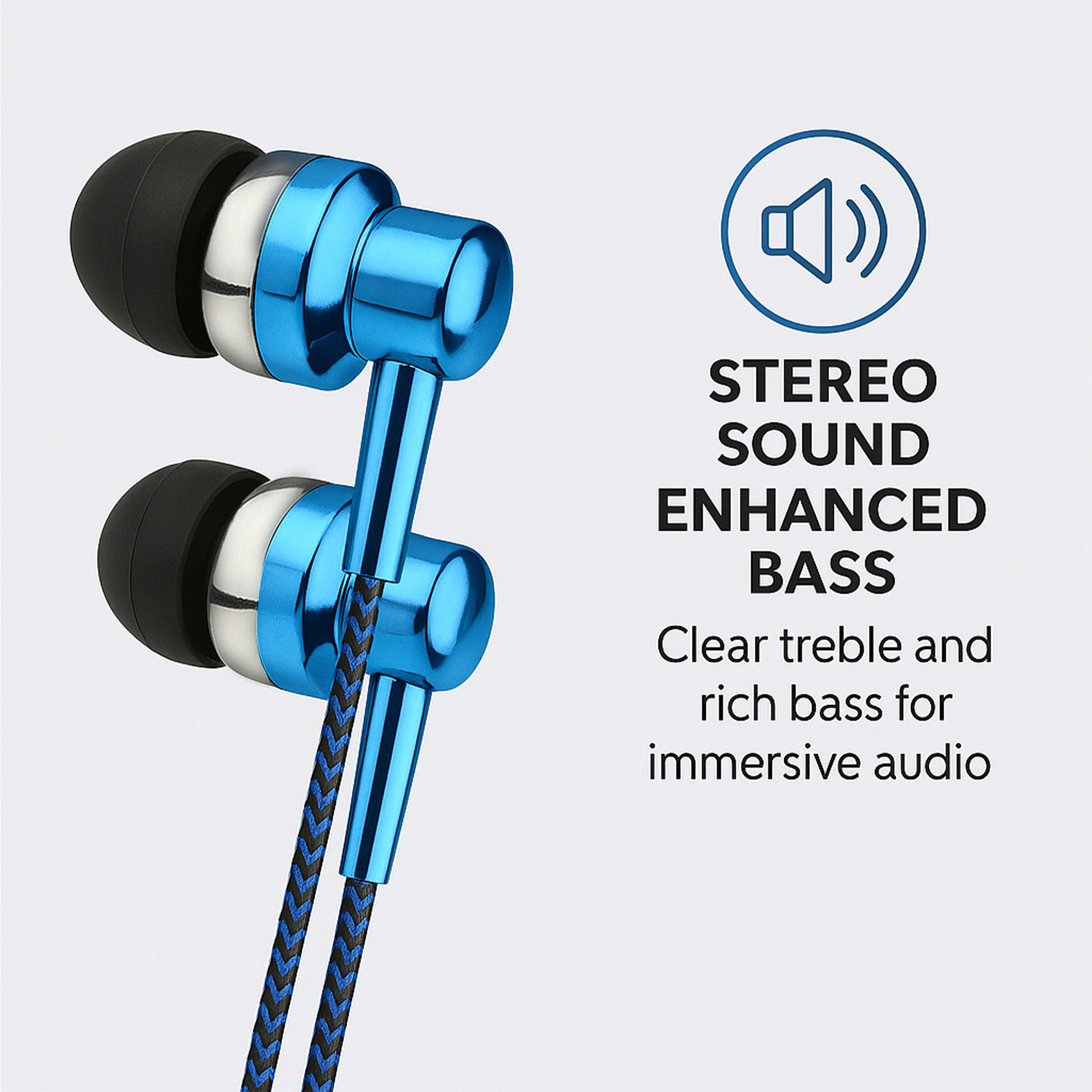 EB250 Electro Painted Stereo Earphones with Mic - Blue