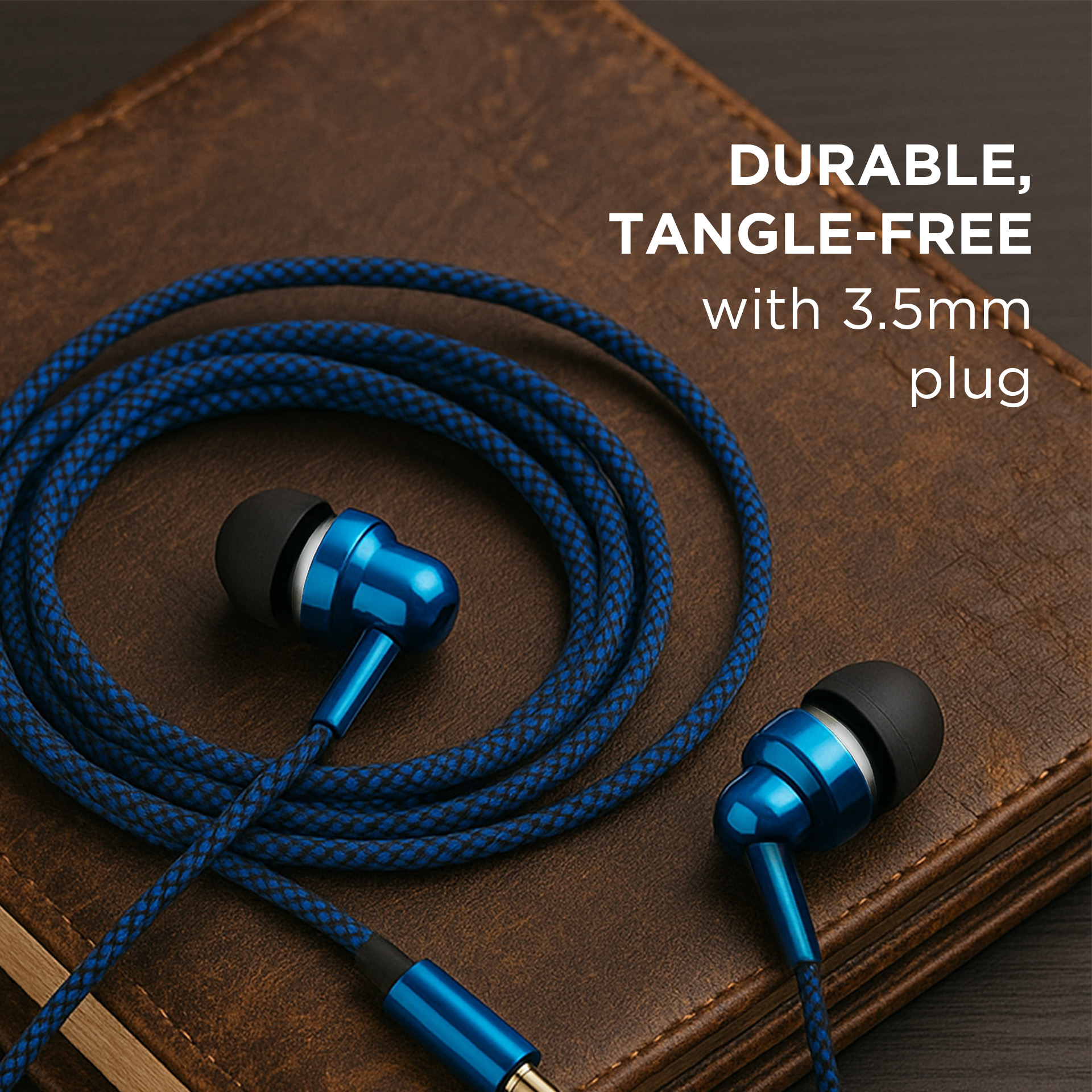 EB250 Electro Painted Stereo Earphones with Mic - Blue