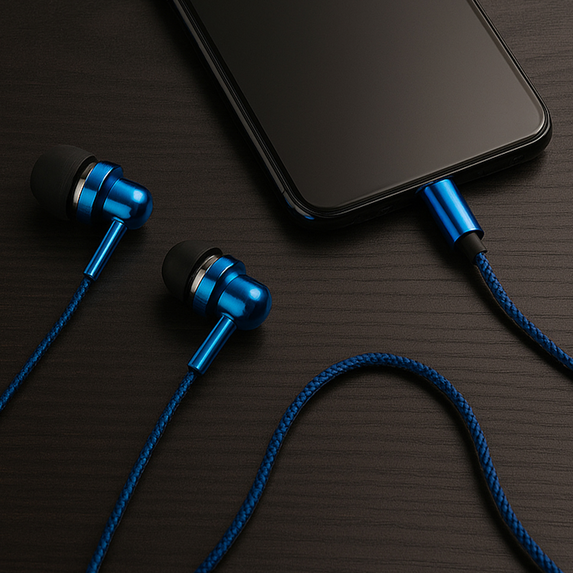 EB250 Electro Painted Stereo Earphones with Mic - Blue