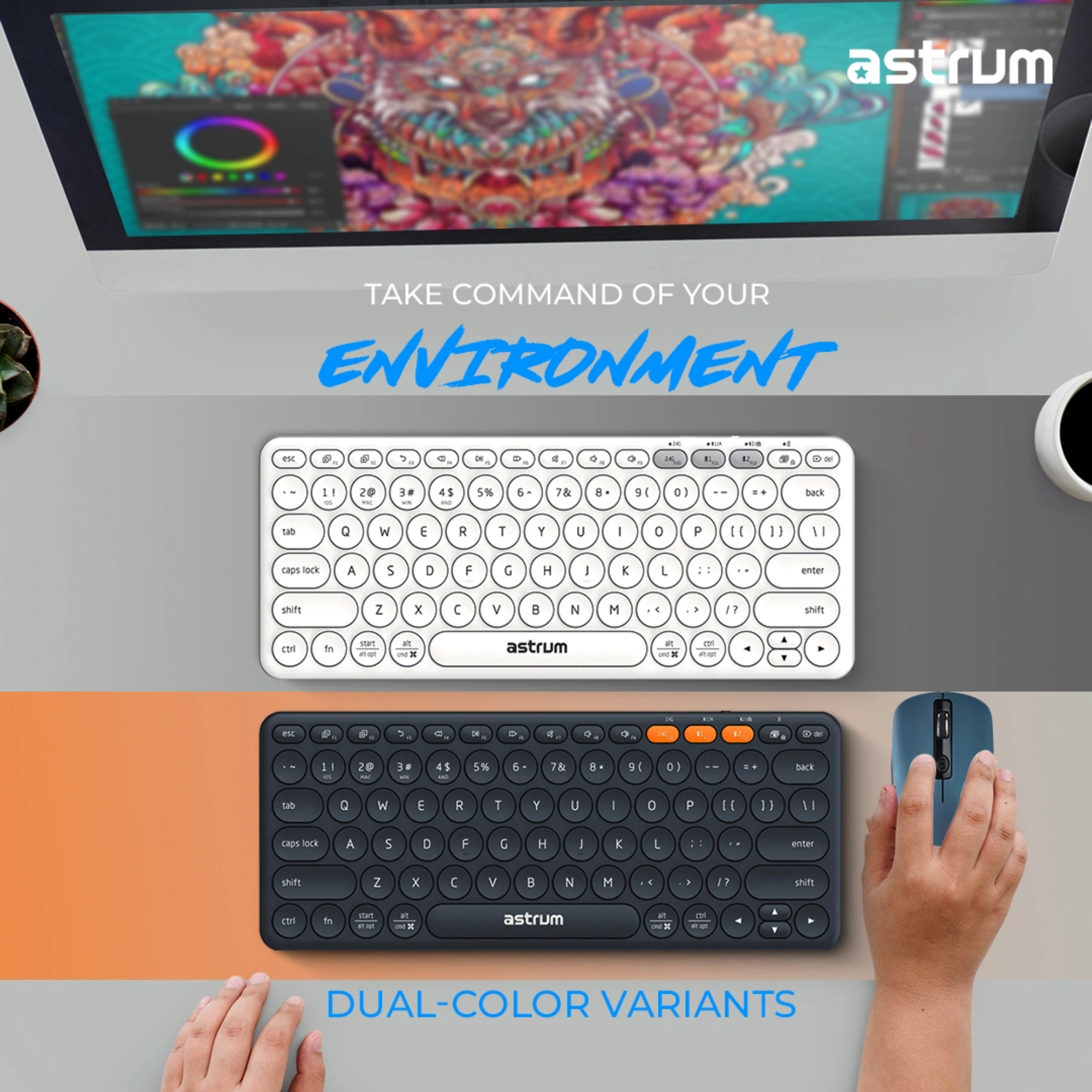 Dual Mode Mini Wireless Keyboard - KT200 - Black