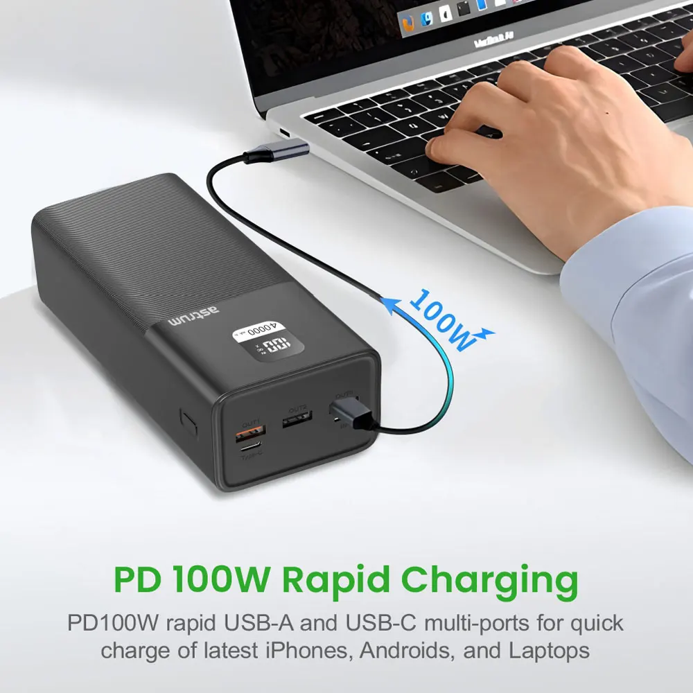 PB455 PD100W Fast Charge Power Bank for Laptop/Mobile 40000mAh 3A