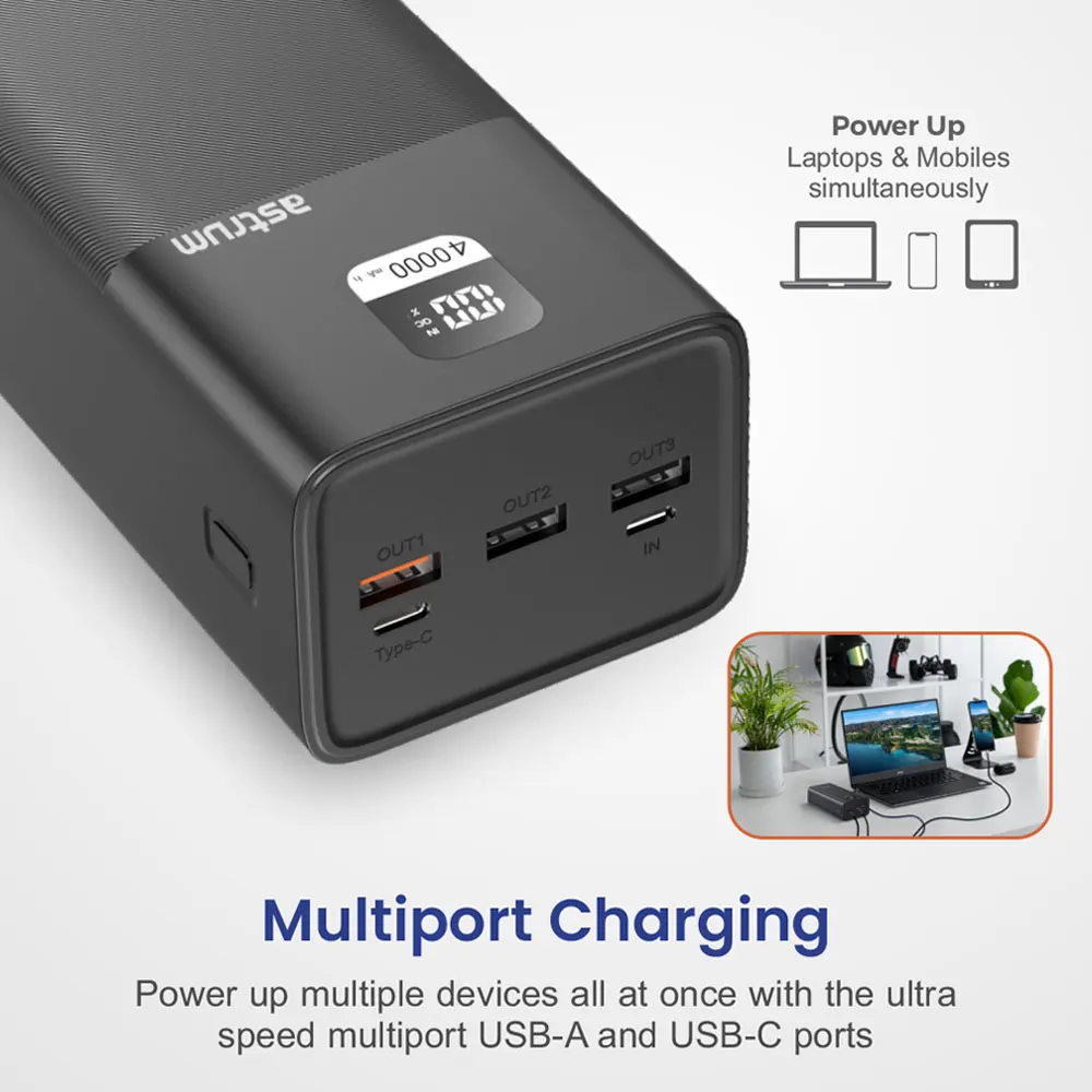 PB455 PD100W Fast Charge Power Bank for Laptop/Mobile 40000mAh 3A