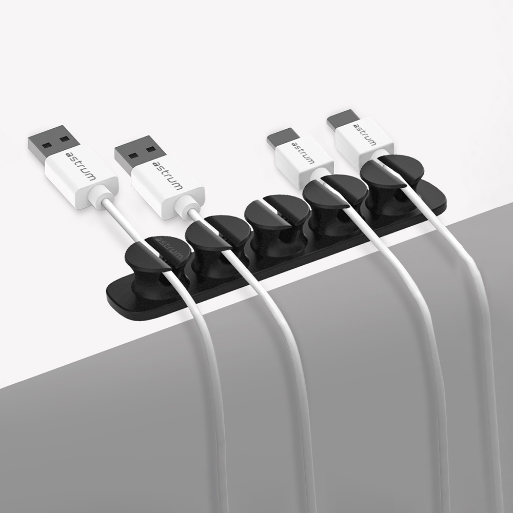 Astrum CO110 Cable Organizer Clips – 5 Bays, 4 Storage Compartments- Black