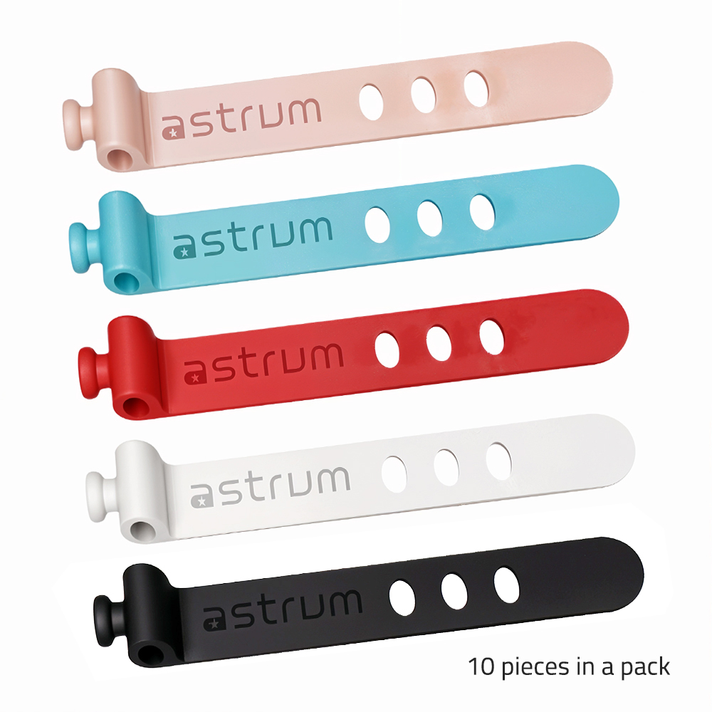 Astrum CO210 10-Pack Silicon Cable Organizer Straps for Efficient Cable Management and Organization