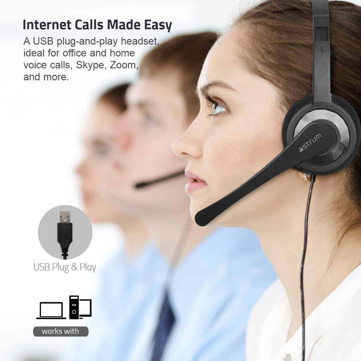 On-Ear Wired USB Headset with Rotating Mic for Chat & Gaming - HU640 - 1Pack