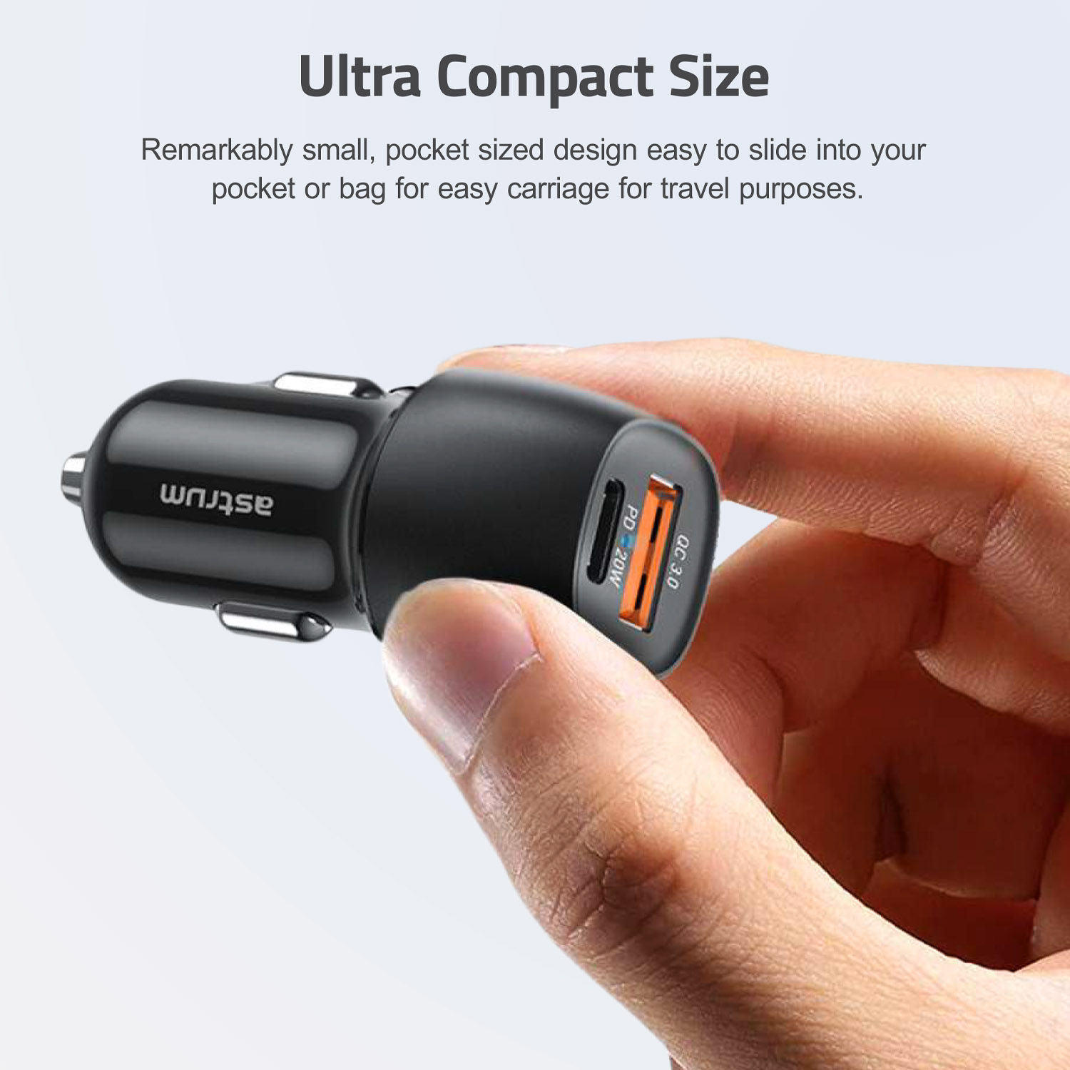 Astrum 20W USB-C PD 3A Dual USB Travel Car Charger - Pro Go PD20