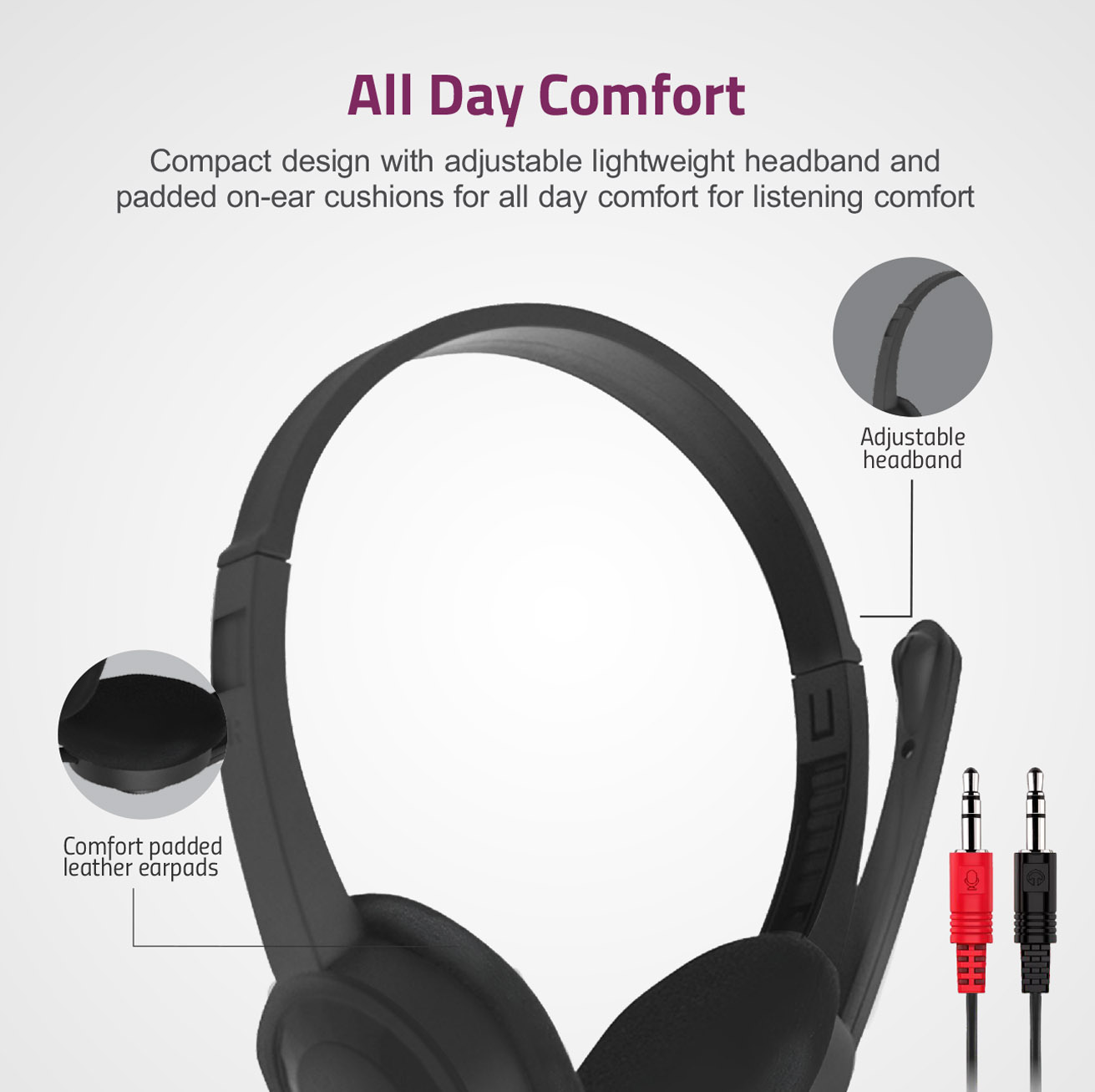 HS240 On-Ear Wired Stereo Headset with Flex Mic Dual 3.5mm Aux