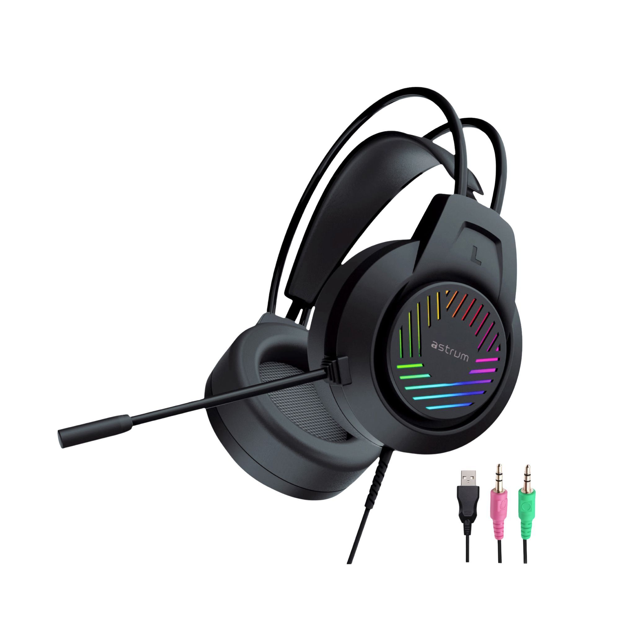 Wired Gaming Headset, 2 x 3.5mm with Boom Mic and USB LED - HG100