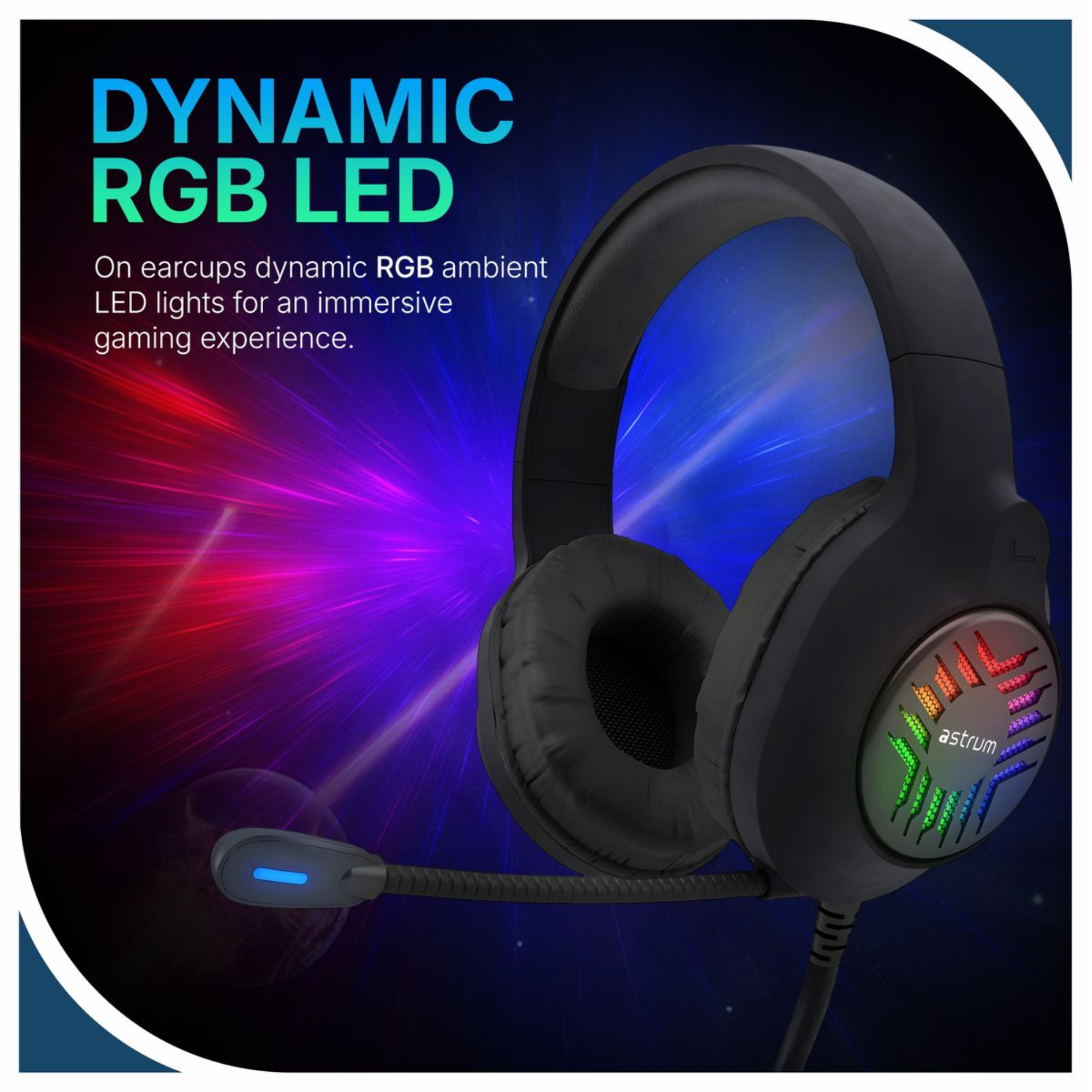 USB Wired Gaming Headset - 7.1 Surround Sound, RGB, Boom Mic - HG200