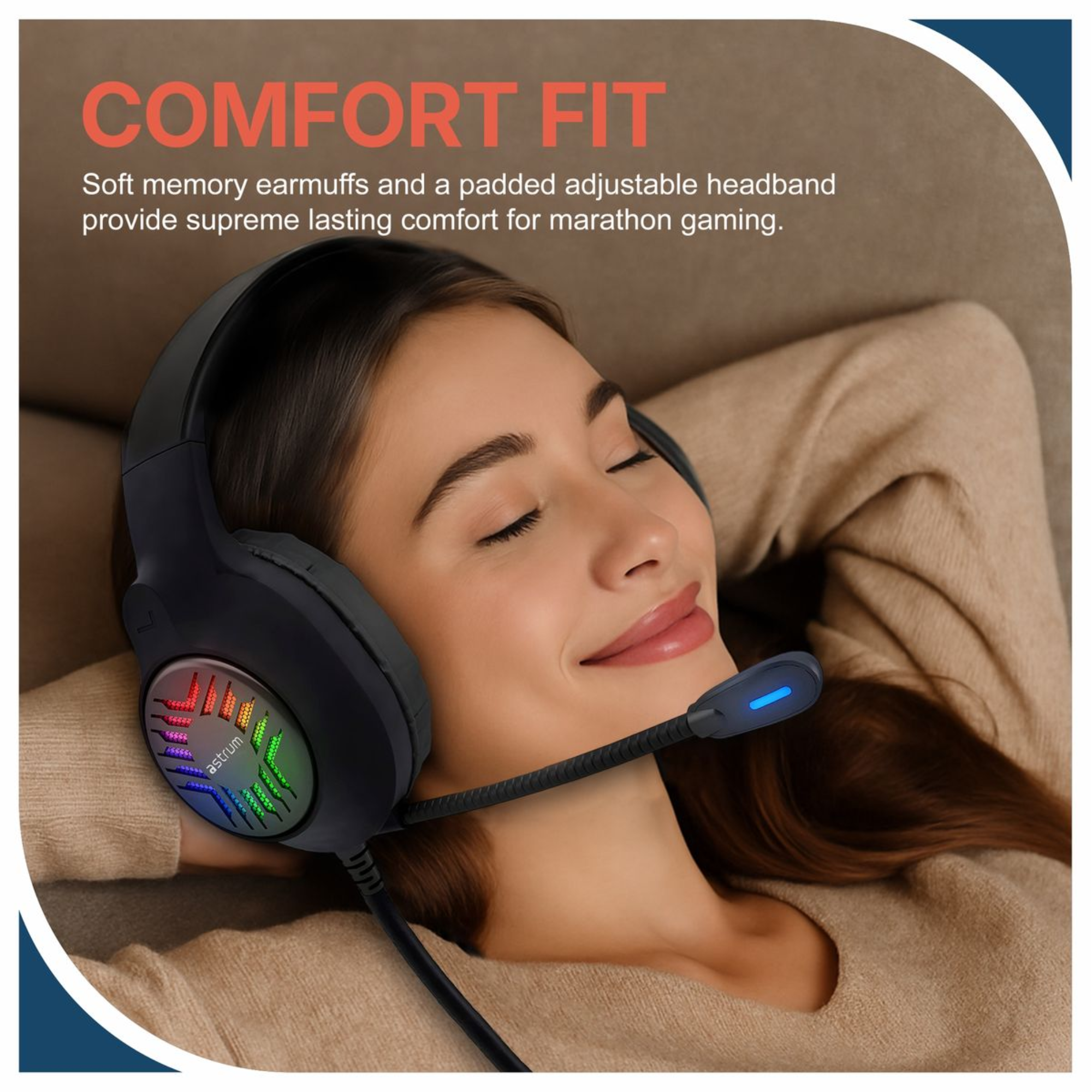 USB Wired Gaming Headset - 7.1 Surround Sound, RGB, Boom Mic - HG200