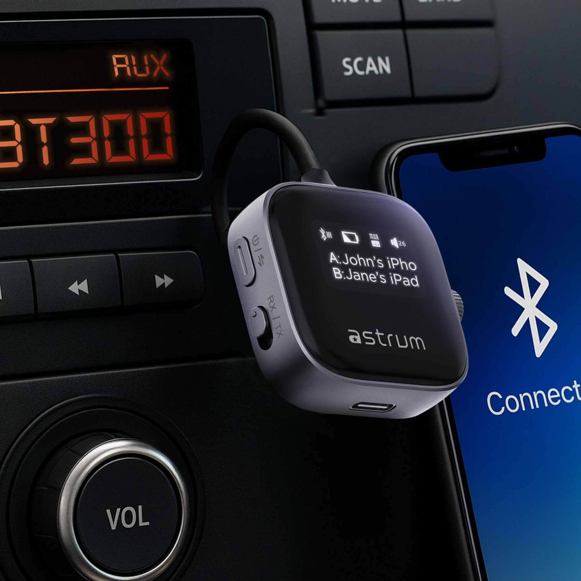 Multi-Device Wireless Audio Transmitter & Receiver, AUX - BT300