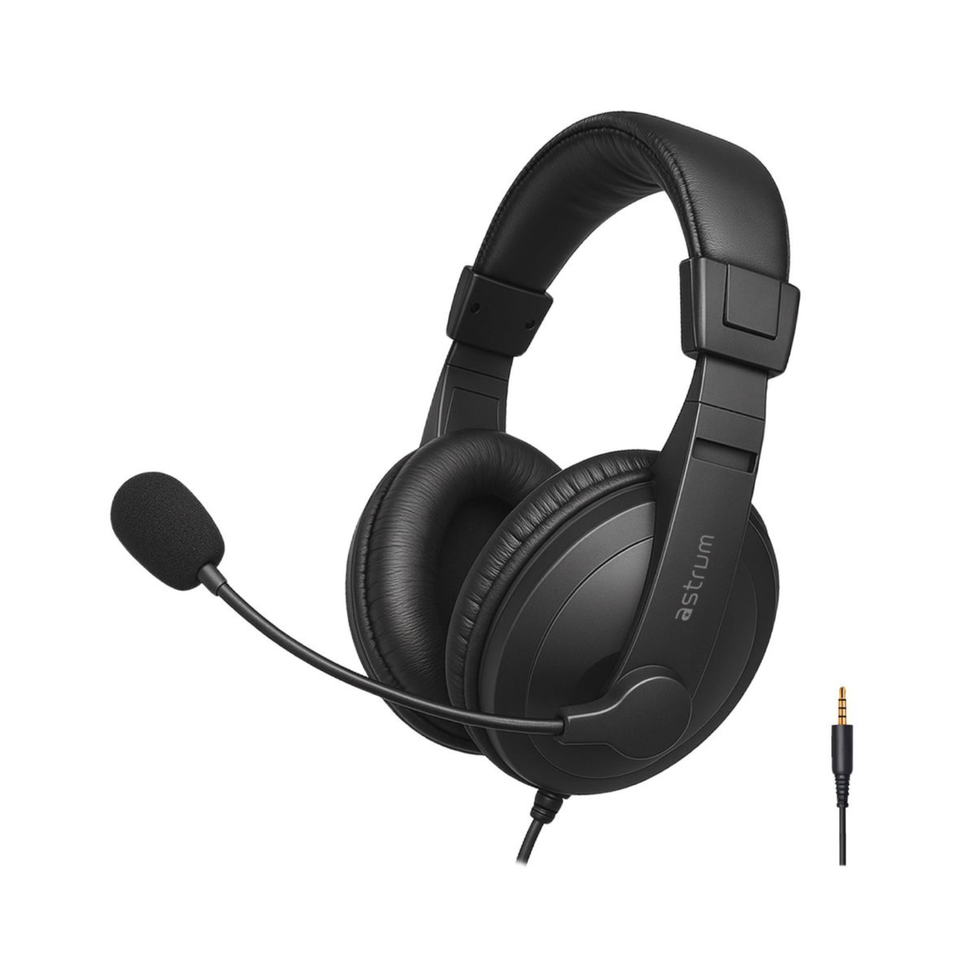 HS220 Over-Ear Wired Stereo Headset with Rotating Mic - Black