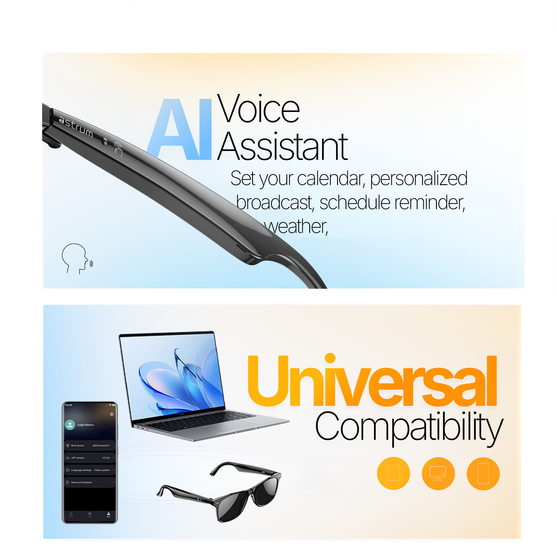 ASTRUM G03 SMART GLASS AI CAM SPK BT