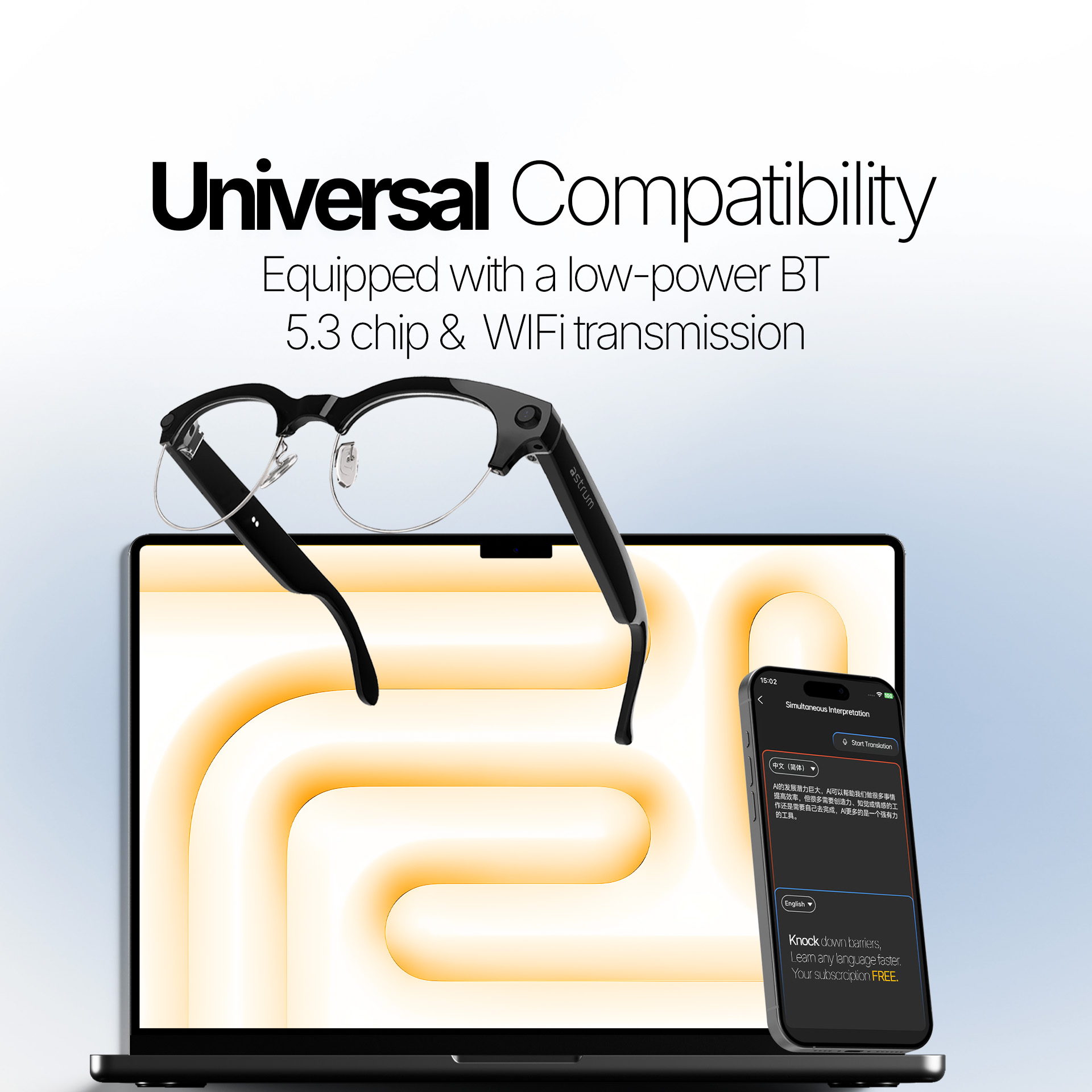 Astrum AI Smart Glasses 32MP Camera & Real-Time Translation- SG-V03H