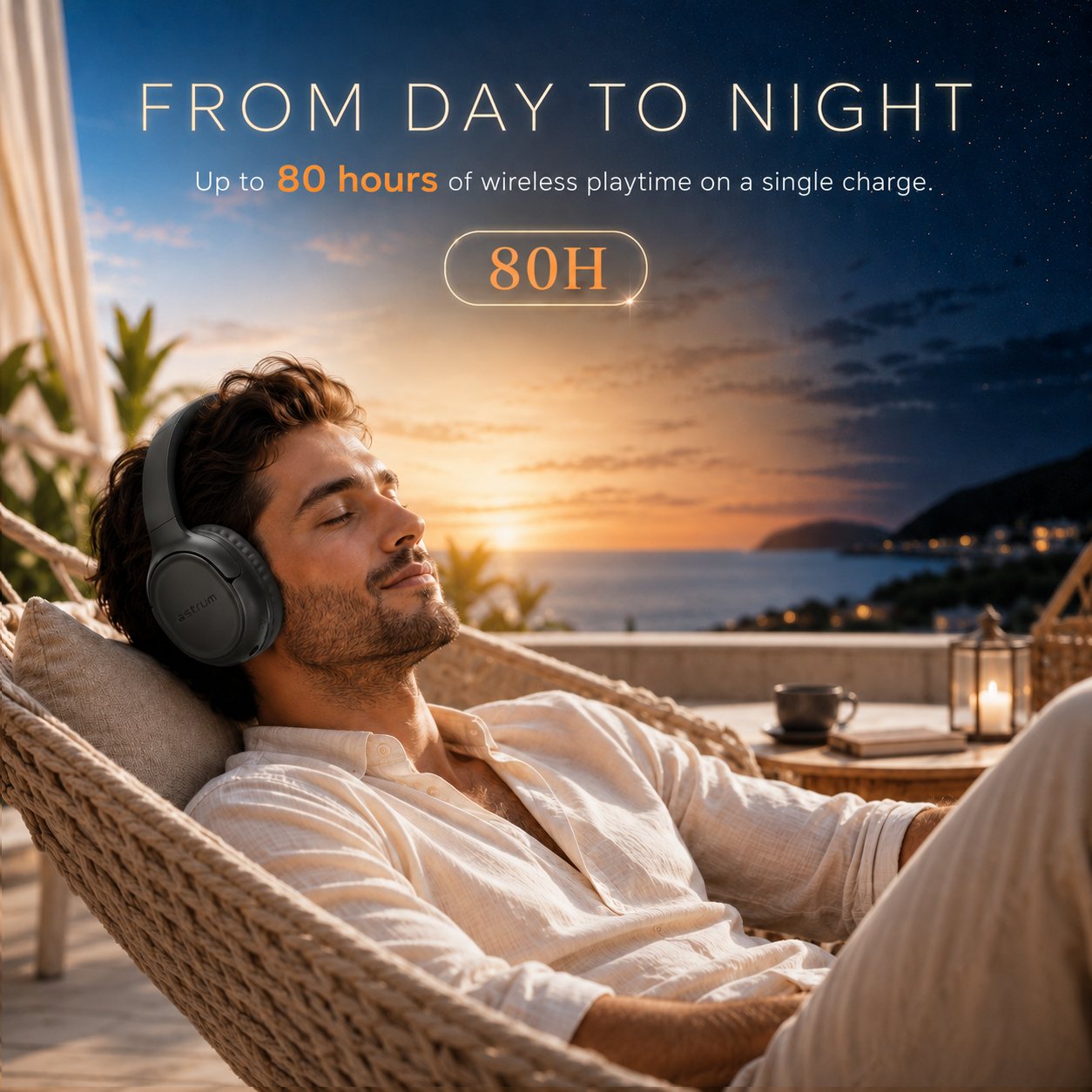 Astrum ENC Wireless Headphones, 80Hr, BT 6.0, Multipoint, Foldable - EaseGo