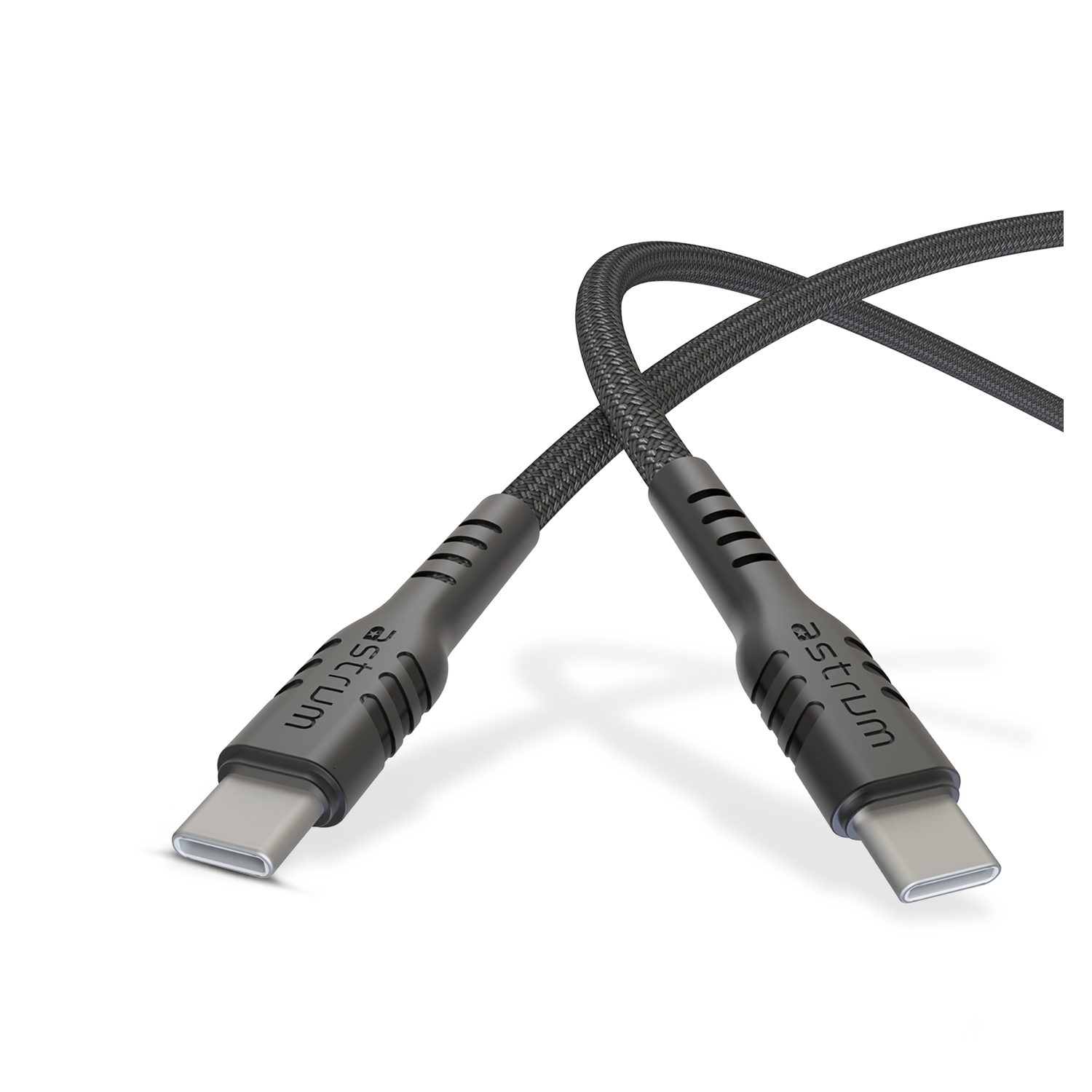 Astrum Braided USB-C to USB-C PD Compatible Cable, 60W, 3A, Black, 1.0m - UCC60B