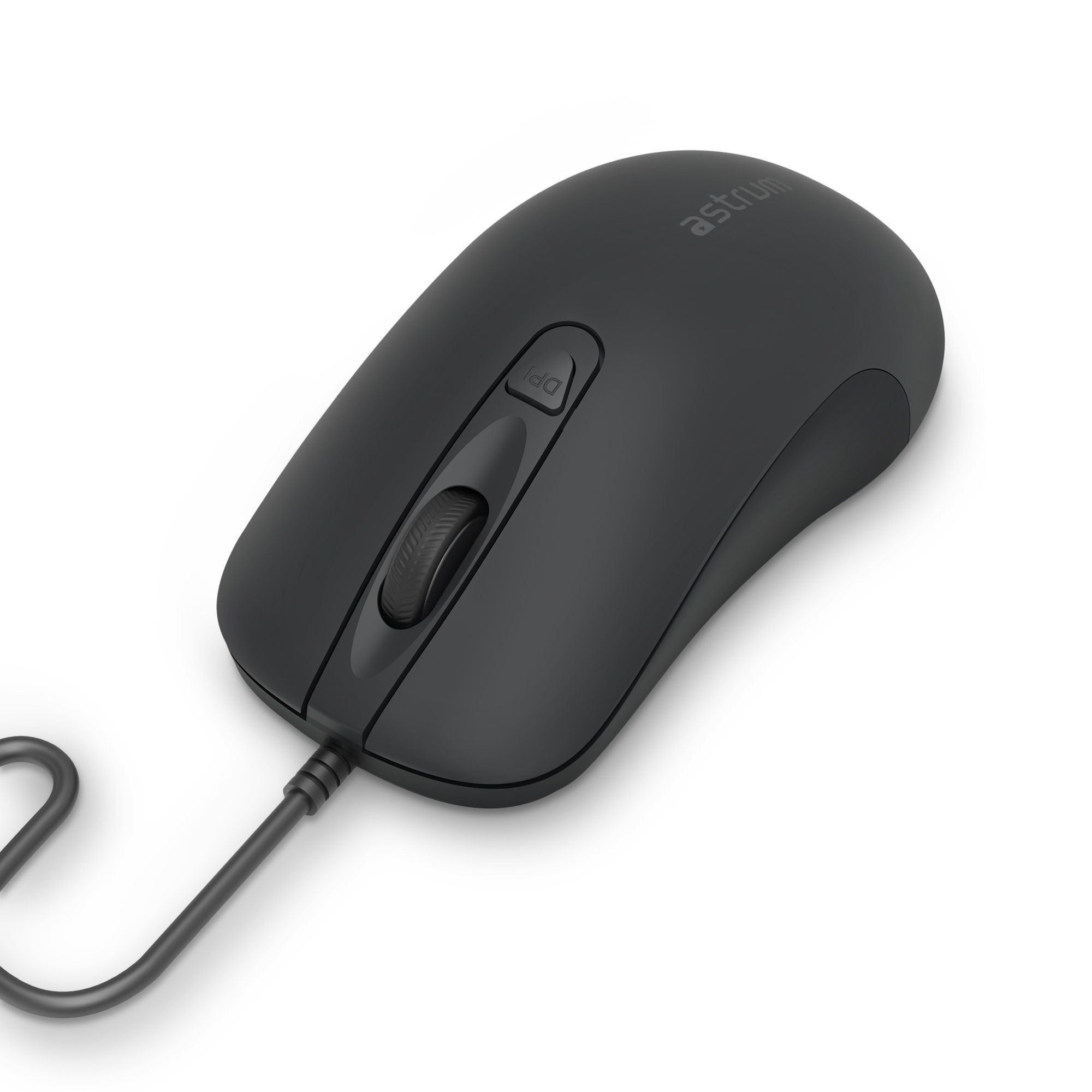 Astrum Full Size Wired Optical Mouse, 1600 DPI, 4 Buttons, 1.5m - MU10 (Black)