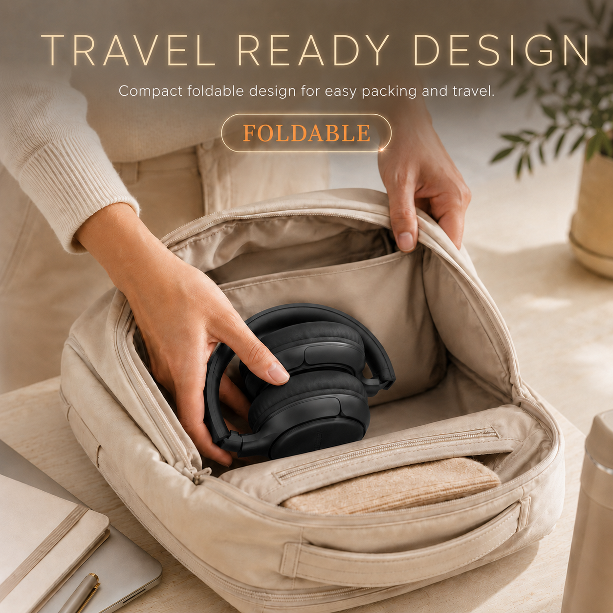 Astrum ENC Wireless Headphones, 80Hr, BT 6.0, Multipoint, Foldable - EaseGo