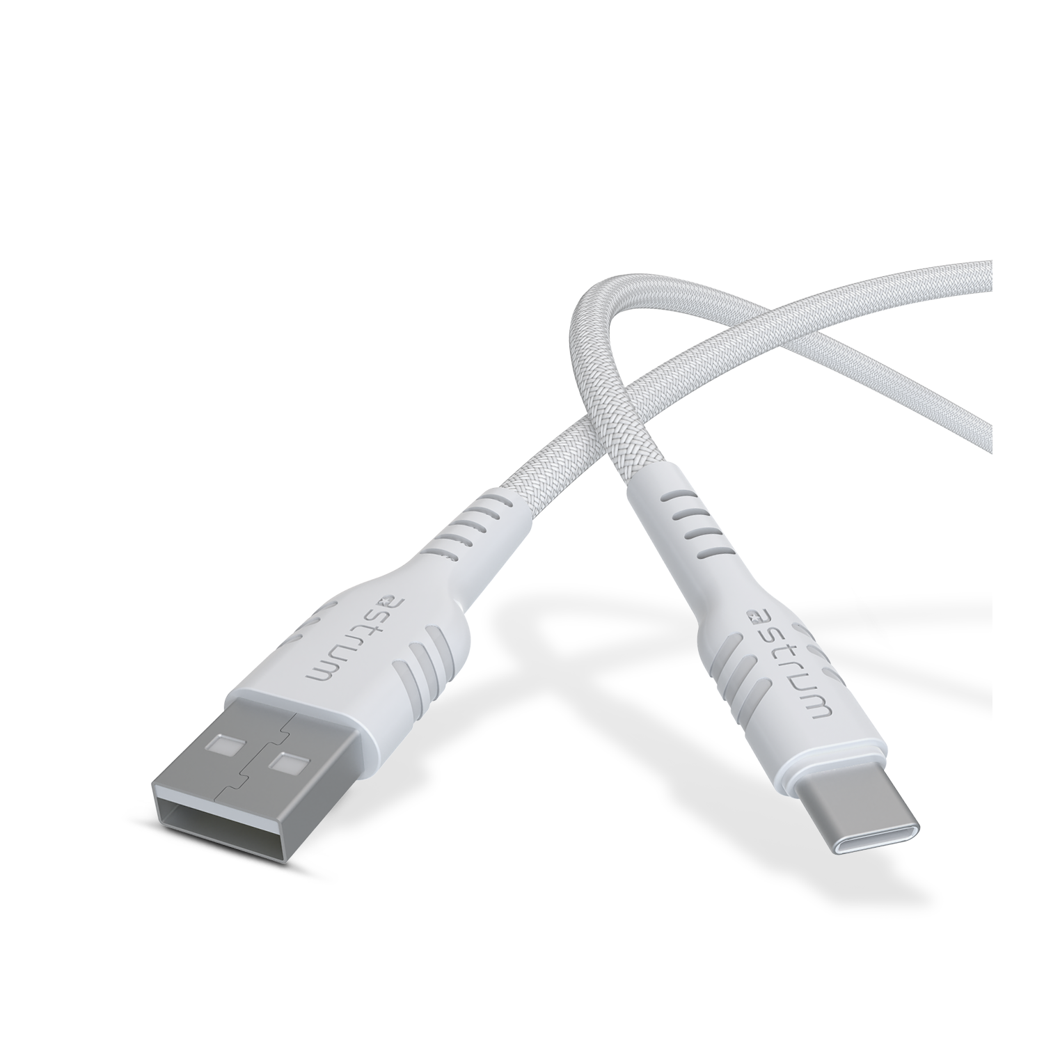Astrum USB 2.0 Braided USB-A to USB-C Cable, 3A, 1.0m, White – UAC20B
