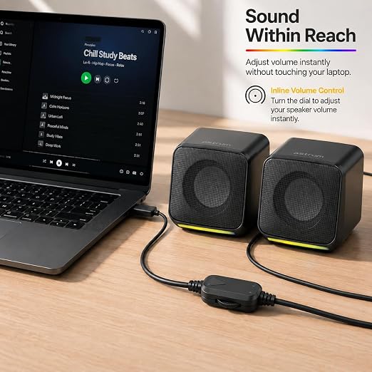 RGB LED Desktop Speakers, 2.0CH, 6W RMS, USB Powered- SPU05L