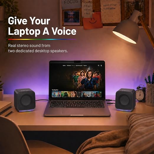 RGB LED Desktop Speakers, 2.0CH, 6W RMS, USB Powered- SPU05L