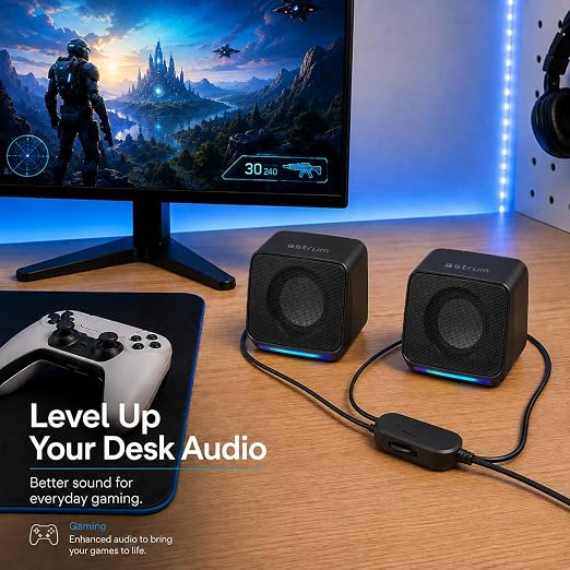 RGB LED Desktop Speakers, 2.0CH, 6W RMS, USB Powered- SPU05L