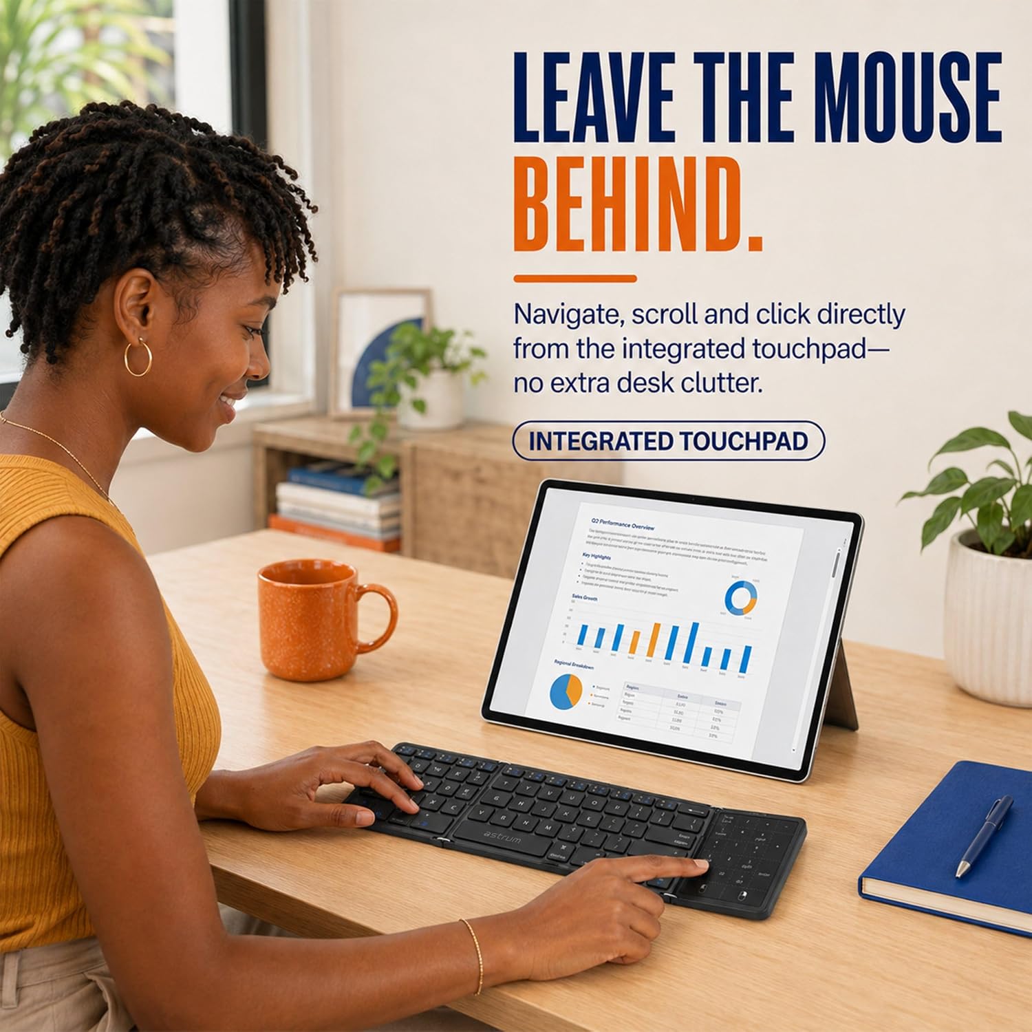 Tri-Fold Bluetooth Keyboard, Touchpad, 3-Device - KBX50F