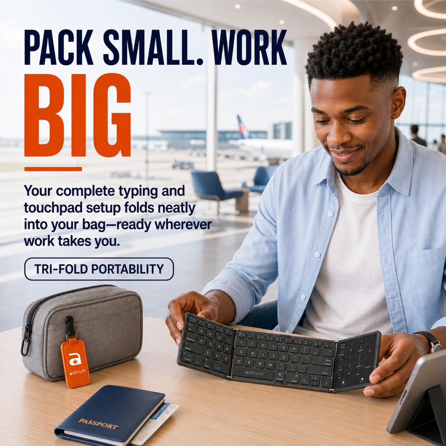 Tri-Fold Bluetooth Keyboard, Touchpad, 3-Device - KBX50F